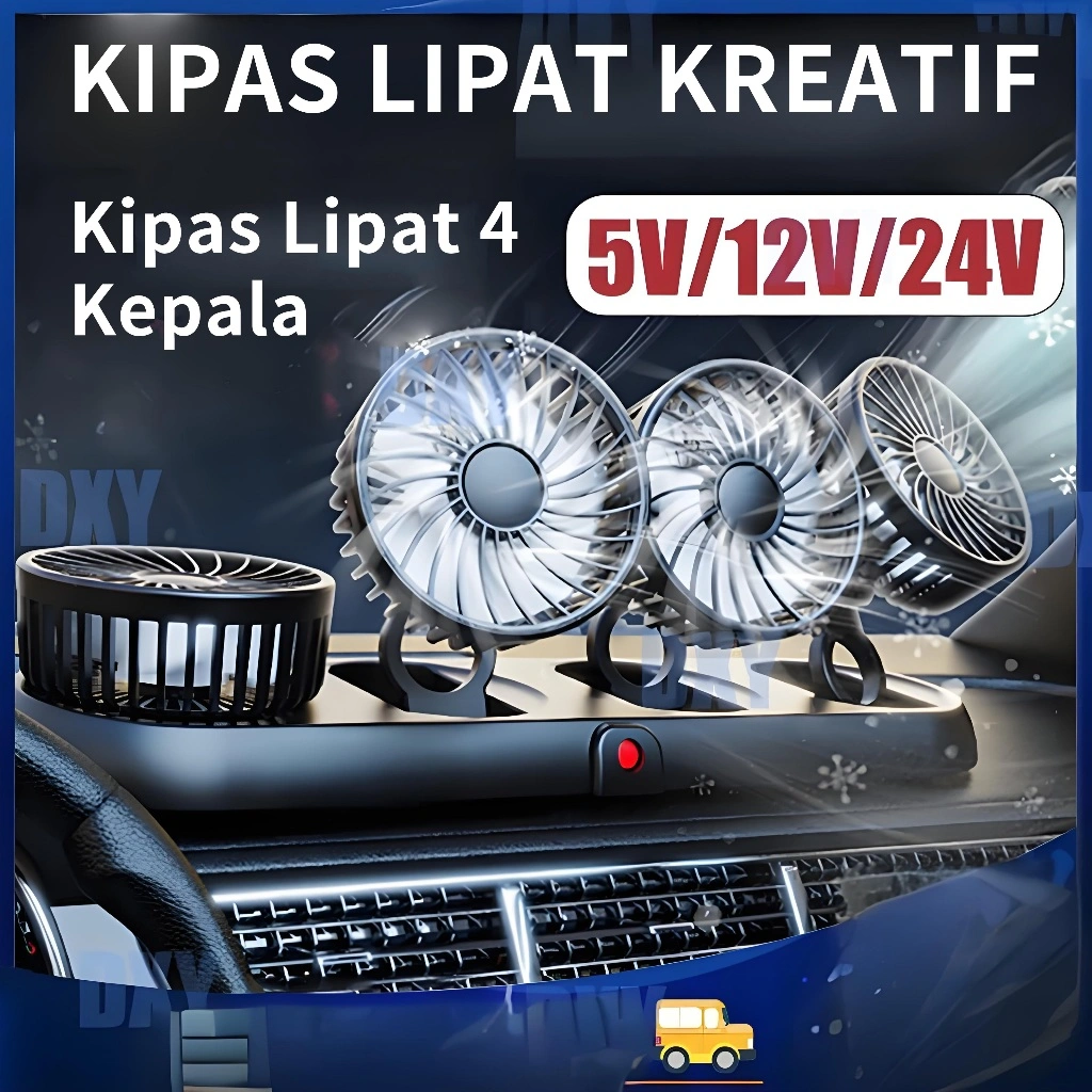【NEW 2025】12-24 Volt Kipas Angin Mobil Car Fan Kipas Dasbor 3 kepala dingin ac truk dapat disesuaikan 360°