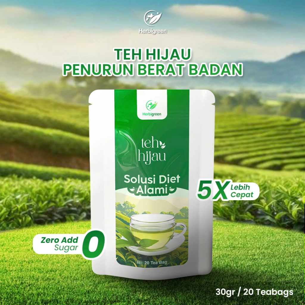 Herbigreen TEH HIJAU AMPUH CEPAT MENURUNKAN BERAT BADAN, teh diet, penurun berat badan, teh pembakar lemak, teh alami untuk diet, minuman pelangsing, teh tanpa gula, teh peluntur lemak, teh herbal, teh diet alami, solusi diet sehat, green tea pelangsing
