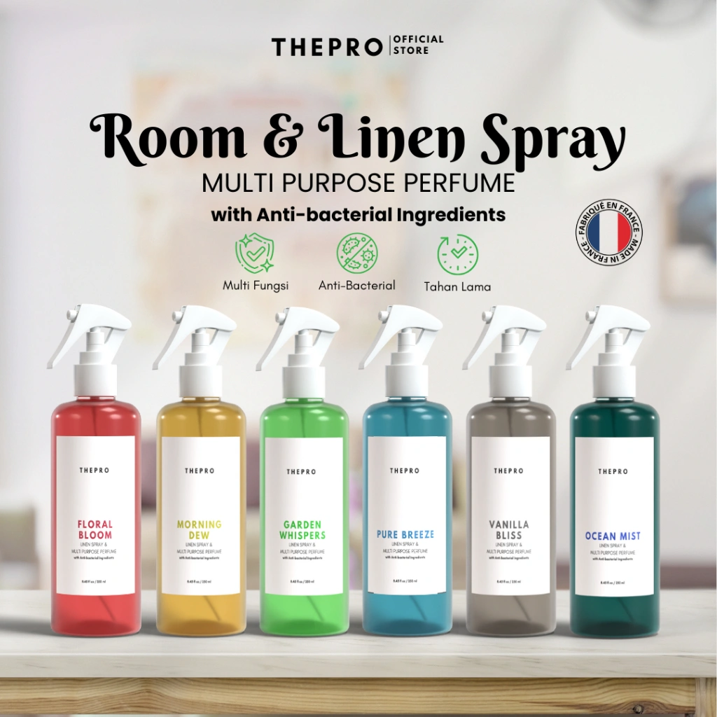 THEPRO Room & Linen Spray - Multi Purpose Perfume 250ml Pewangi Ruangan Mewah dengan Antibakteri Pengharum Ruangan & Kain Tahan Lama