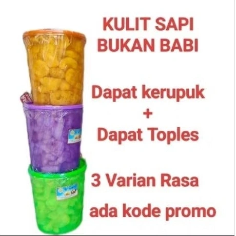 kerupuk kulit sapi toples 4liter dapat 3 varian rasa. beli 1 gratis 2