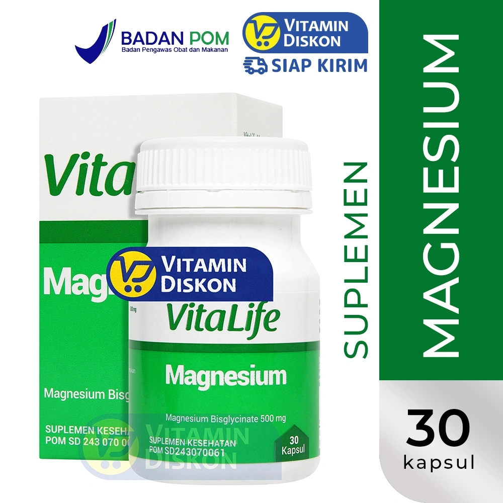 VITALIFE MAGNESIUM BISGLYCINATE 500 MG-30 KAPSUL | Suplemen Magnesium, Kesehatan Otot, Saraf, Insomnia, Kualitas Tidur, Stres