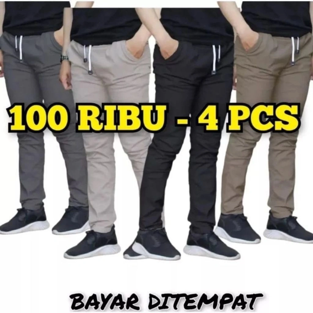 CUCI GUDANG 100 RIBU 4 PCS- CELANA CHINOS PANJANG / CELANA PANJANG PRIA / CELANA