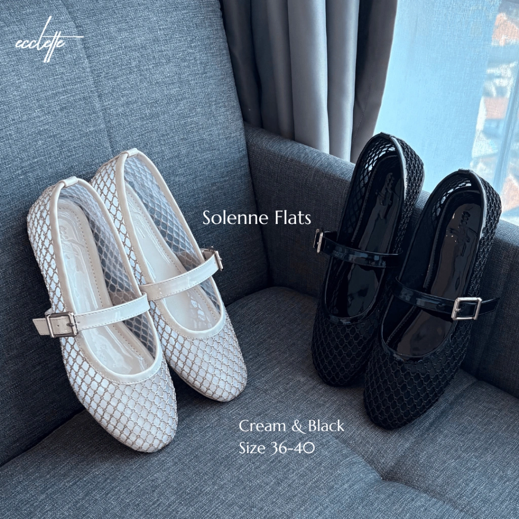 ECCLETTE - SOLENNE FLATS | Sepatu Flats Wanita Shoes Slip On Net Jaring Korea Ballerina Elegan