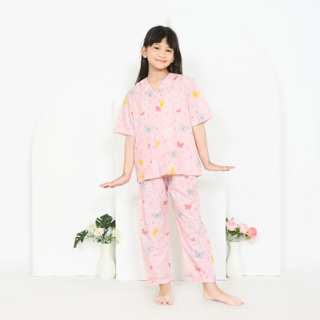 King Azlan Piyama Anak Perempuan  Motif Fly Fly Butterfly