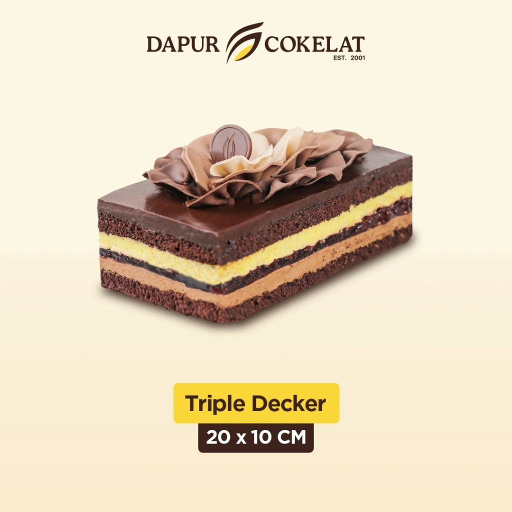 DAPUR COKELAT - Triple Decker 20x10 | Kue Cokelat untuk Semua Moment dengan Manis Cokelat dan Selai Blueberry