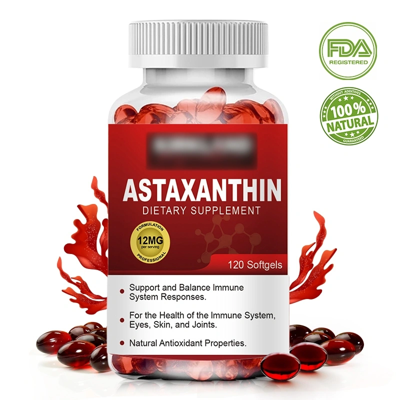 High Quality Astaxanthin 12mg Capsules Microalgae Extract Supplements Supports immune, skin, eye and joint health 120pcs Kapsul Mendukung kesehatan kekebalan tubuh, kulit, mata dan sendi