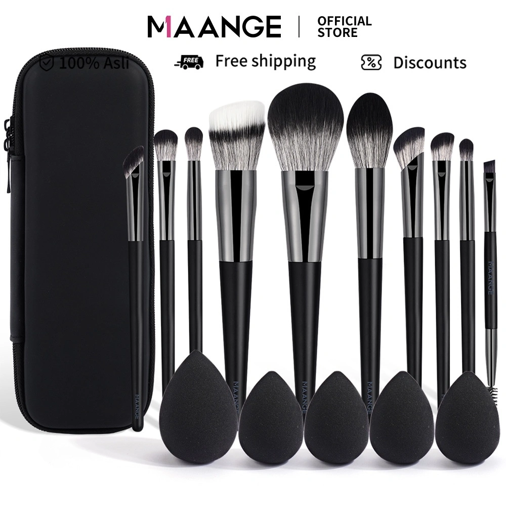 MAANGE 10pcs Kuas Makeup Set Kualitas Tinggi Kuas Bedak Perona Pipi Eyeshadow Brushes With Brush Bag 52317