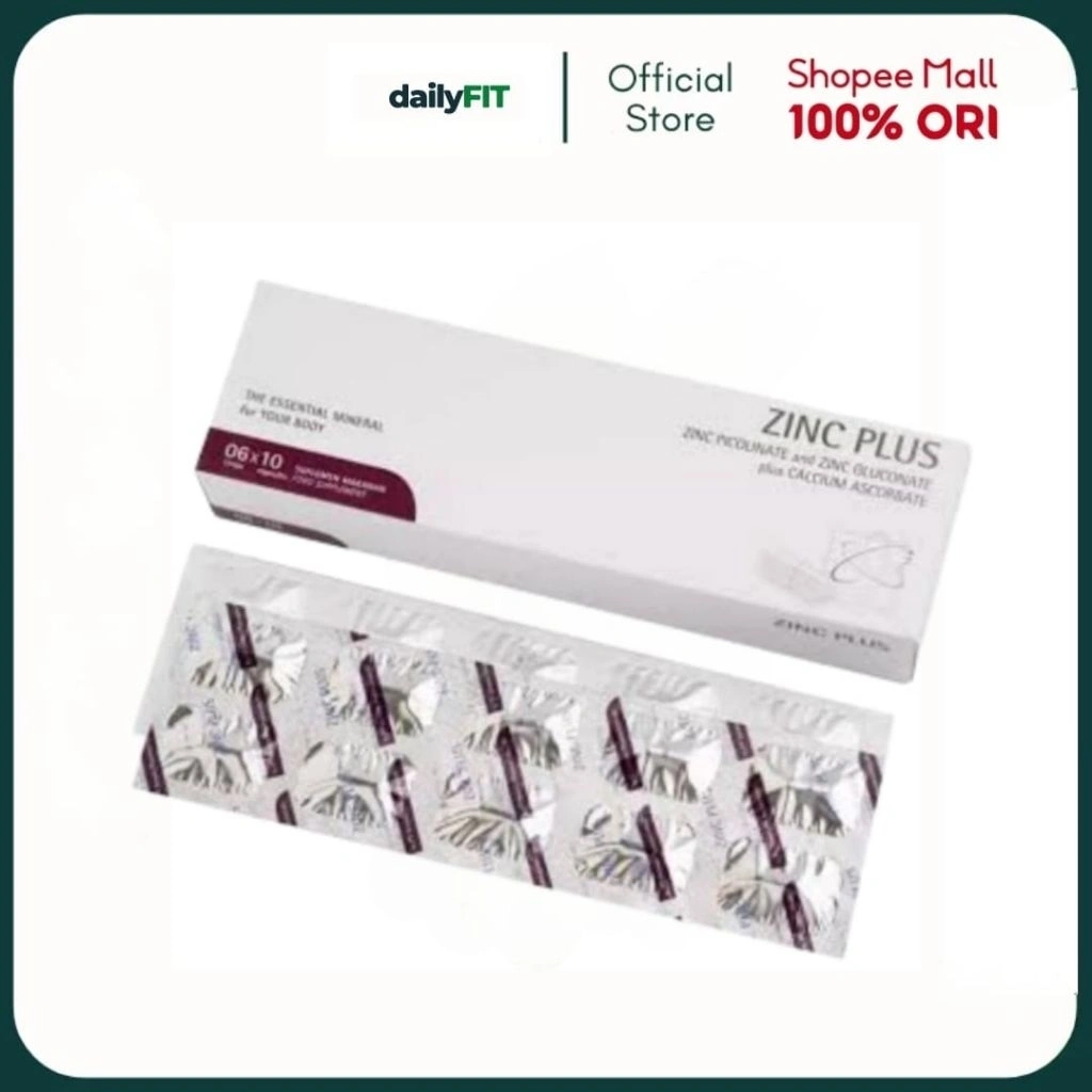 ZINC PLUS Untuk Jerawat Rambut Rontok Vitamin C [1 Box] 60 Kapsul