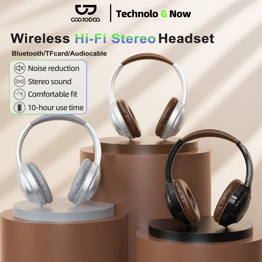 Goojodoq J232 Headphones Wireless and Wired Play Modes Superior Sound Clarity Noise Cancellation Foldable and Lightweight Design