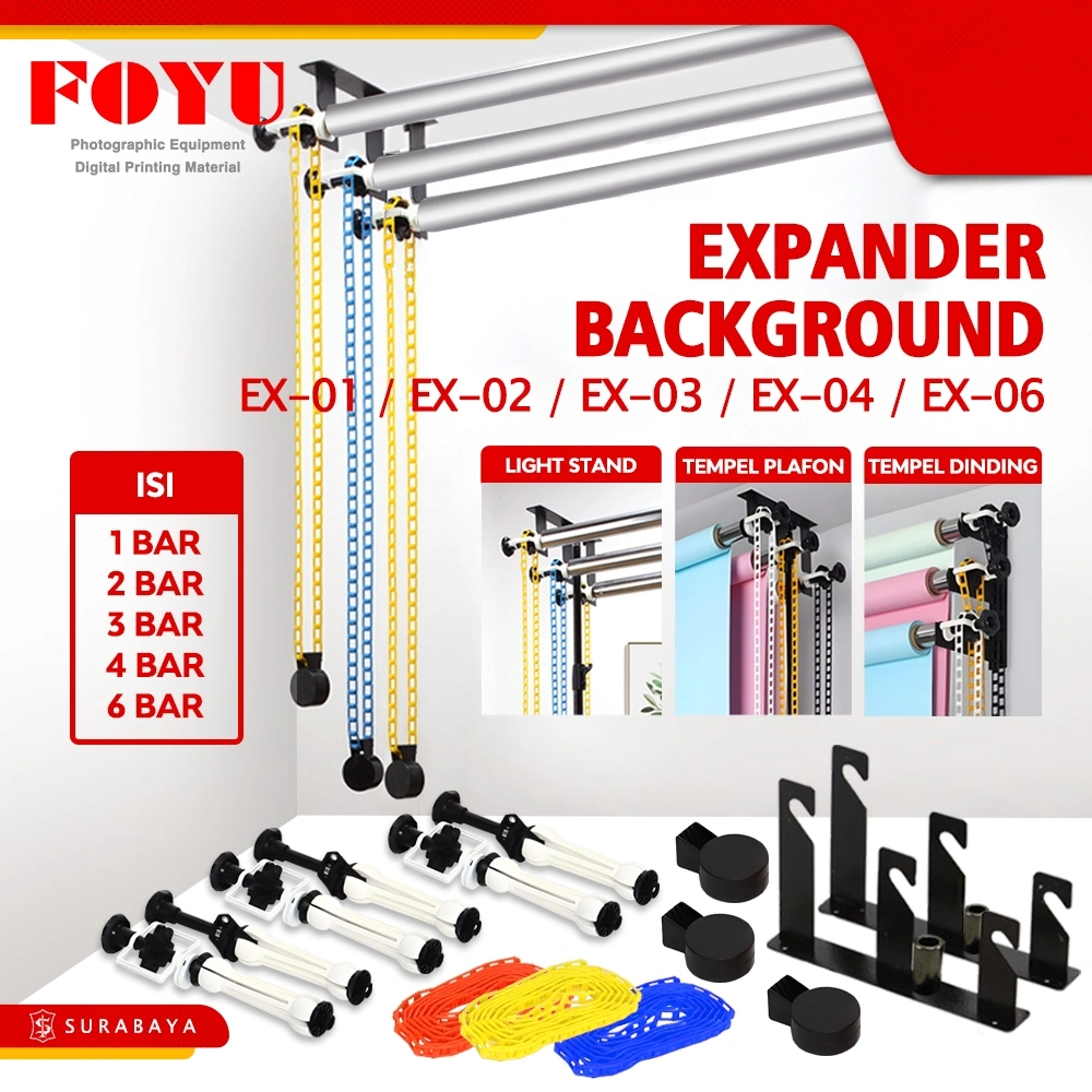 Expander Background Backdrop Manual Isi 1 2 3 4 6 Slot Bar Dengan Hook Multifungsi Self Studio Foto