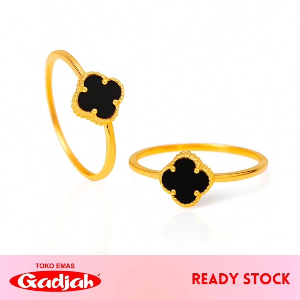Cincin Emas Clover  Minimalis - Clover Gold Ring - Toko Emas Gadjah