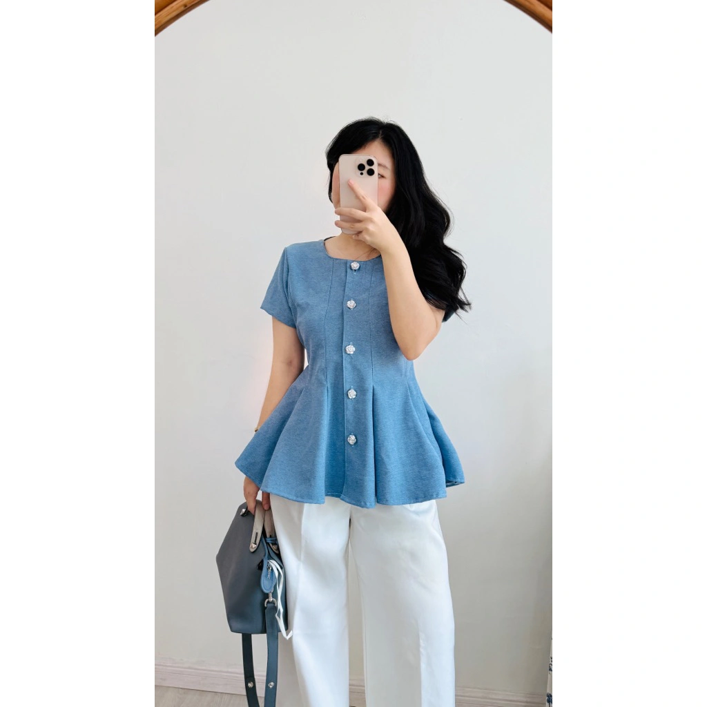 JOLLY DENIM TOP / top denim / top peplum