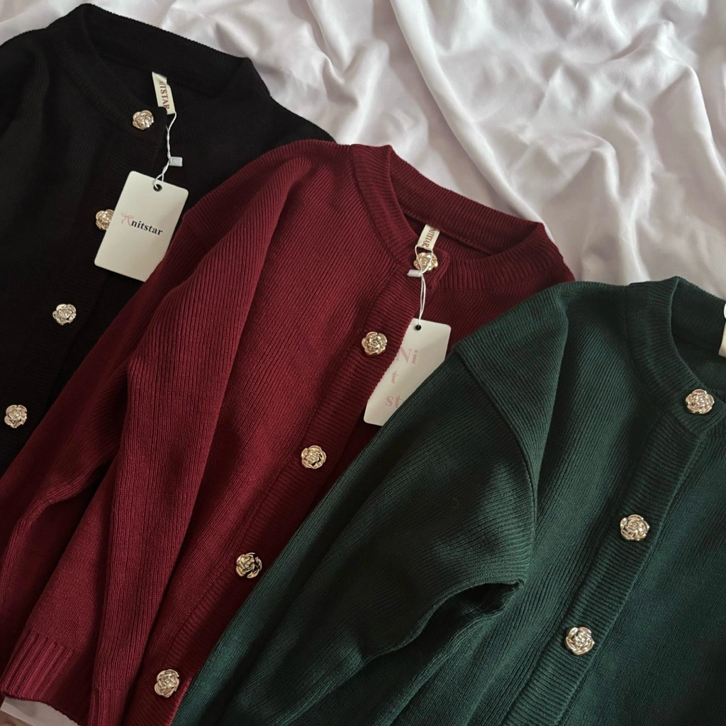 Nitstar Calluna Cardigan Kancing Bunga elegant
