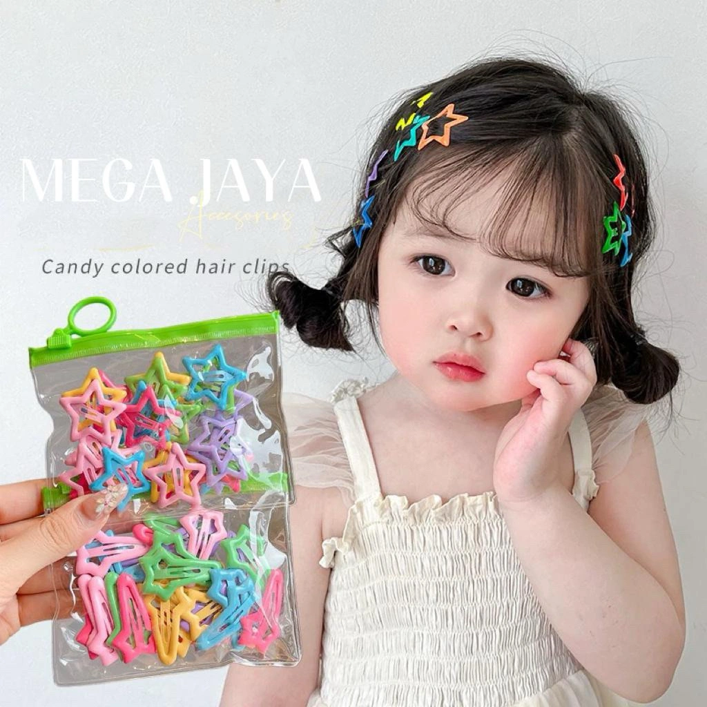 MJ - 20PSC Jepit Rambut Anak Perempuan Kaleng Gaya Baru Jepit Rambut Bintang jepitan rambut korea bintang anak -anak dan dewasa