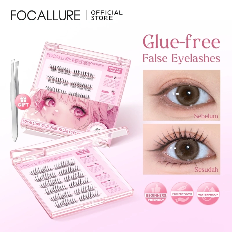 FOCALLURE Feather-Light Glue-Free False Eyelashes No Glue Needed Remover-Free Waterproof Beginner Friendly