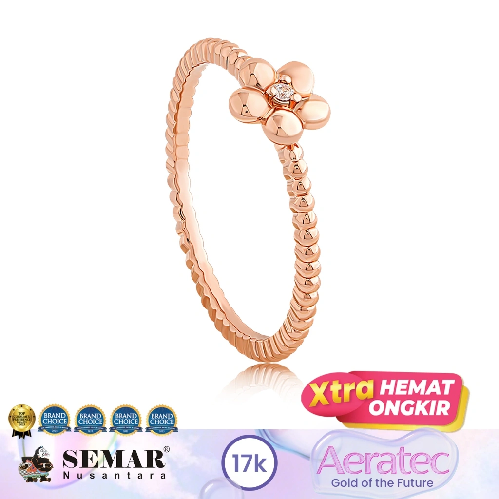 Cincin Emas Bubble Sunflower Aeratec Rose Gold 17K Semar Nusantara