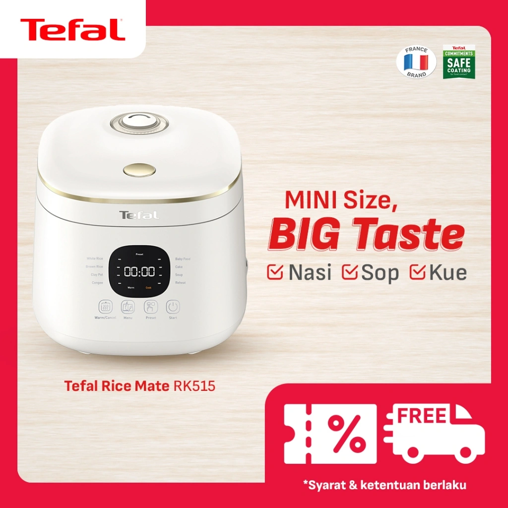 Tefal Mini Rice Cooker 700 ML 8 Program Memasak Digital RK515 Low Watt / Penanak Nasi / Magic Com / Rice Mate Fuzy