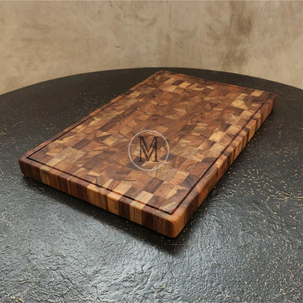 Talenan Kayu Jati Motif Mozaik Korea Cina Jepang, Food Grade, Anti Jamur