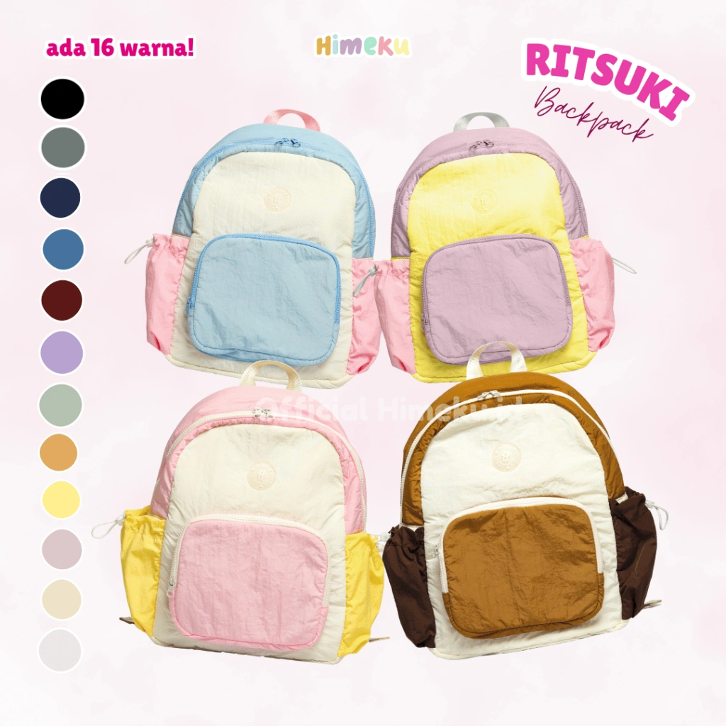 Himeku RITSUKI MEDIUM Backpack - Tas Sedang - Ransel Crinkle Pria Wanita