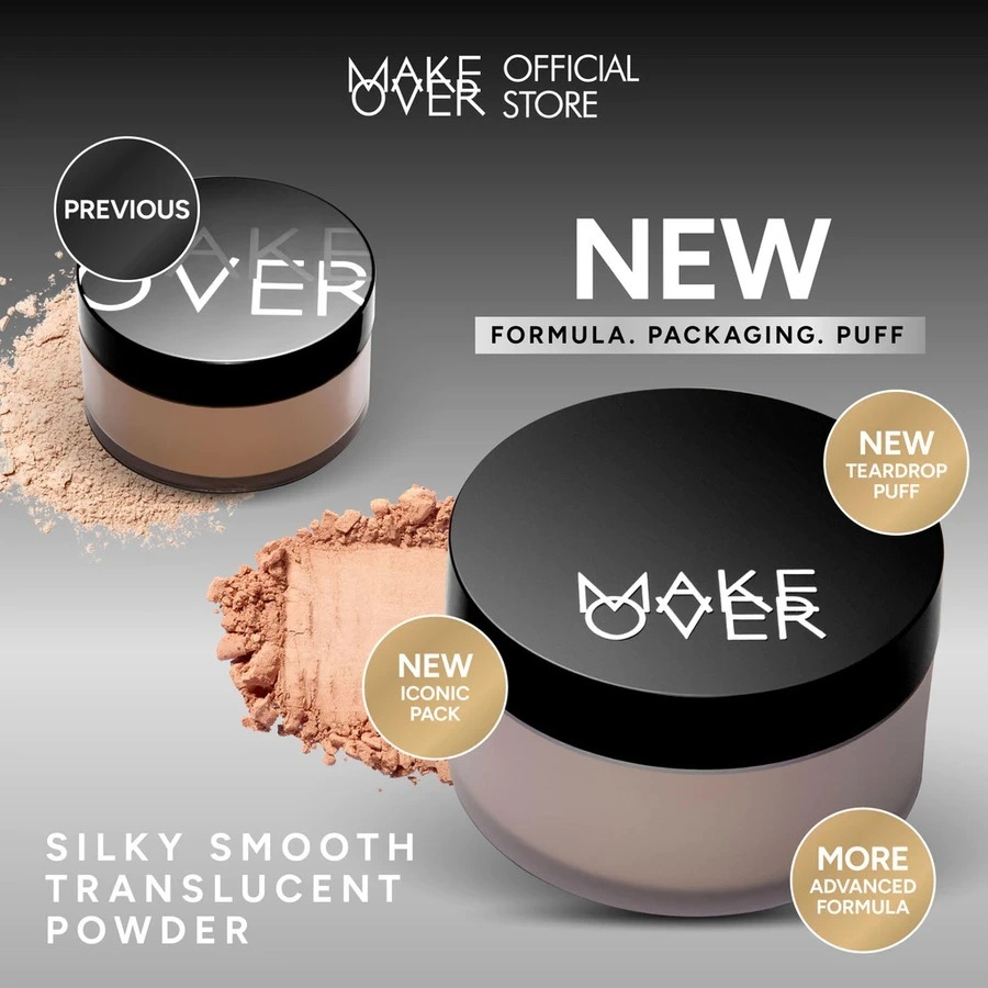 NEW! MAKE OVER Silky Smooth Translucent Powder - Bedak Tabur Loose Powder Lembut Ringan Oil Control Menghaluskan Makeup Natural Non-Comedogenic