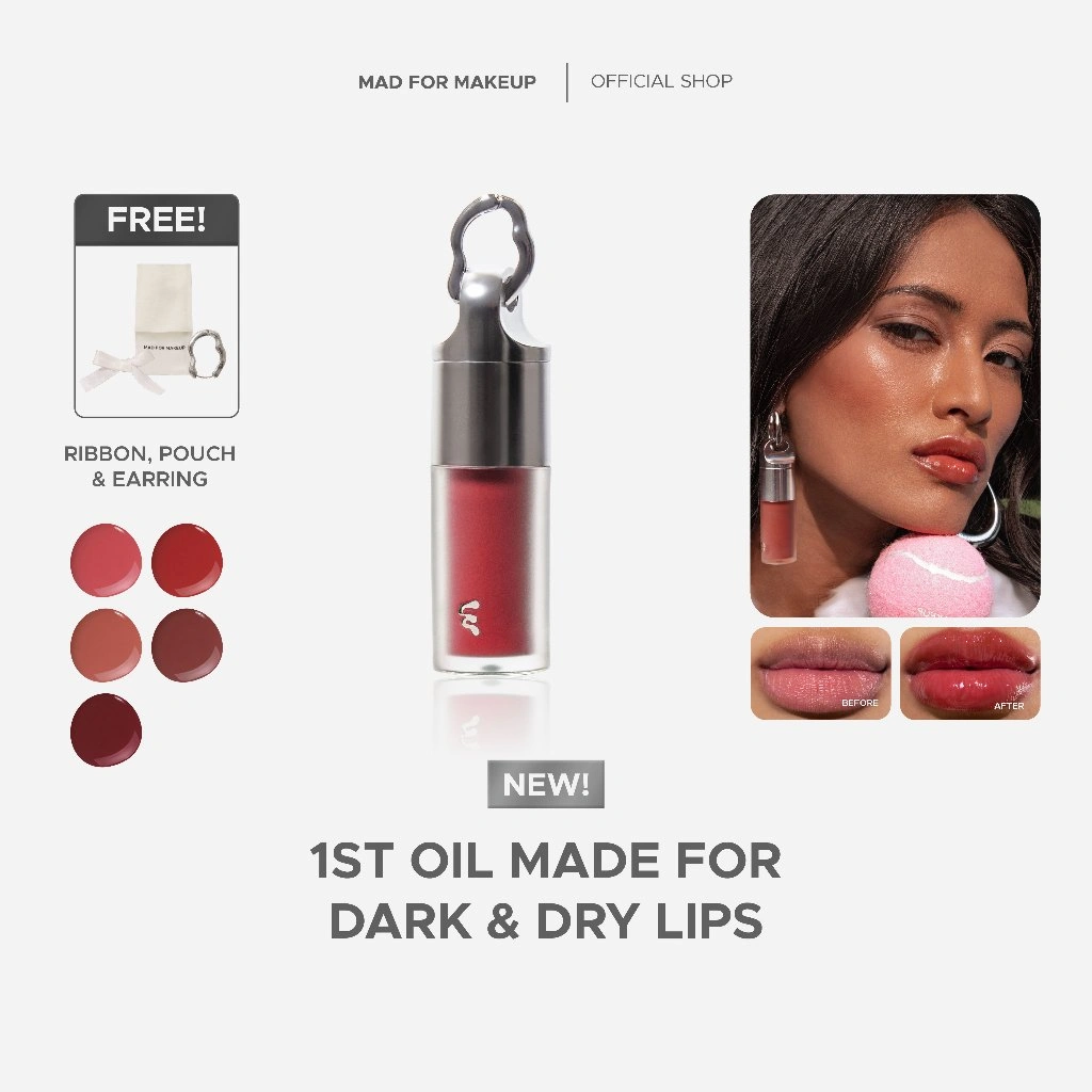 Mad For Makeup Tinted Glass H2Oil - 1st Lip Oil Glossy Cover Dark & Chapped Dry Lips