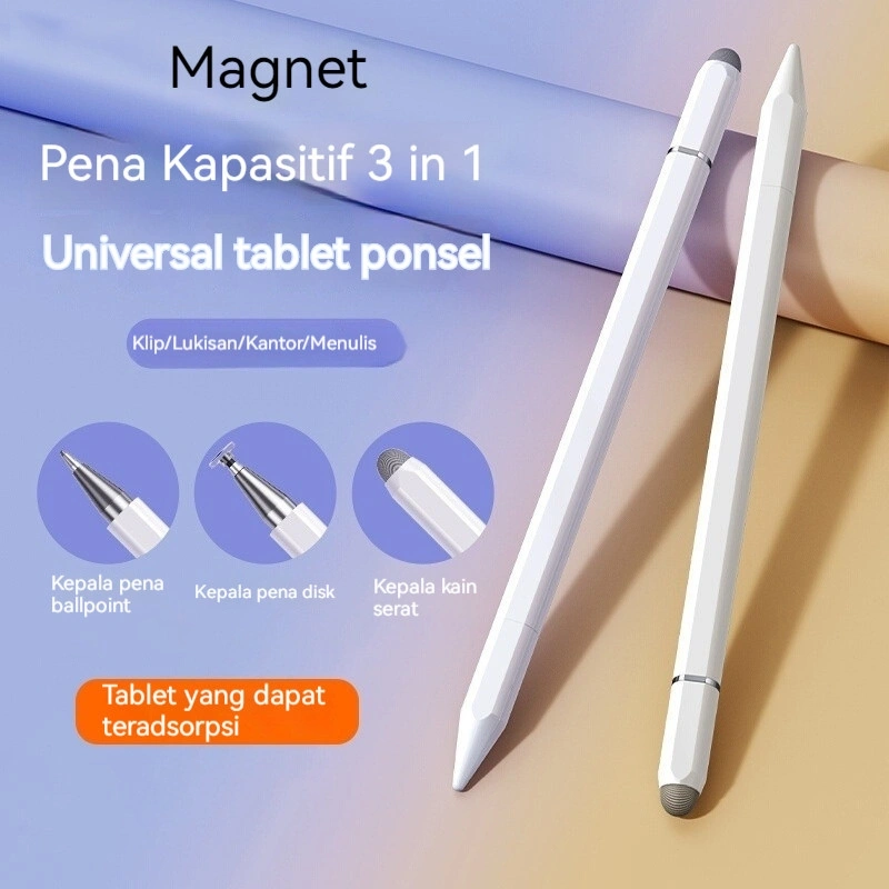 "Stylus Pen 3 in 1 Magnetic untuk iPad, HP Apple & Huawei - Pensil Digital Tahan Lama, Compatible dengan Semua Tablet, Best Seller Shopee  "