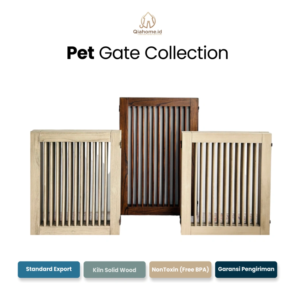 QIAHOME  SAFETY GATE  PAGAR PINTU  BABY GATE  PAGAR BAYI   FREESTANDING GATE  PET GATE    PAGAR KAYU PEMBATAS PINTU