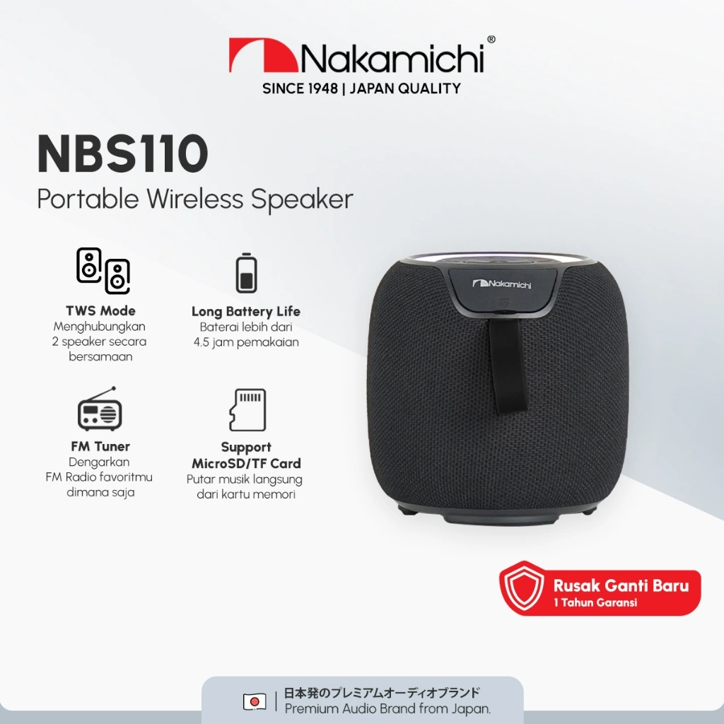 Nakamichi NBS110 Portable Wireless Speaker Audio Bluetooth RGB