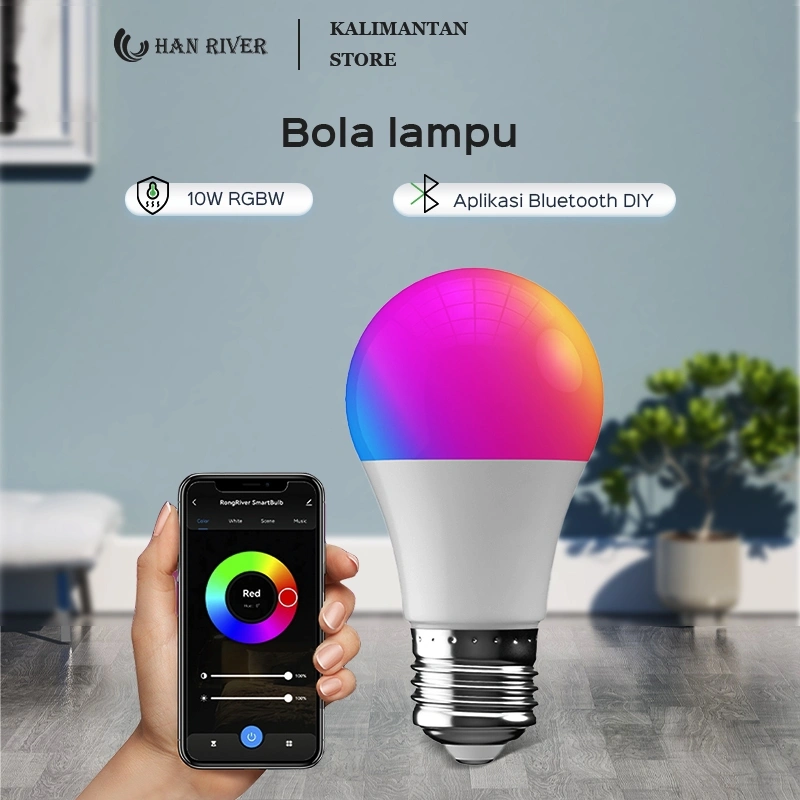 [Pengiriman dari Banjarmasin]HAN RIVER 10W Lampu Smart LED APP Bohlam RGB