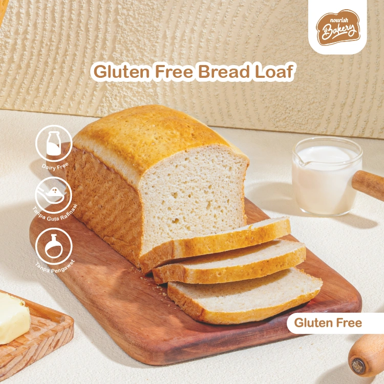 Gluten Free Bread Loaf - Roti Tawar Bebas Gluten, Dairy Free SLICE 900 gr