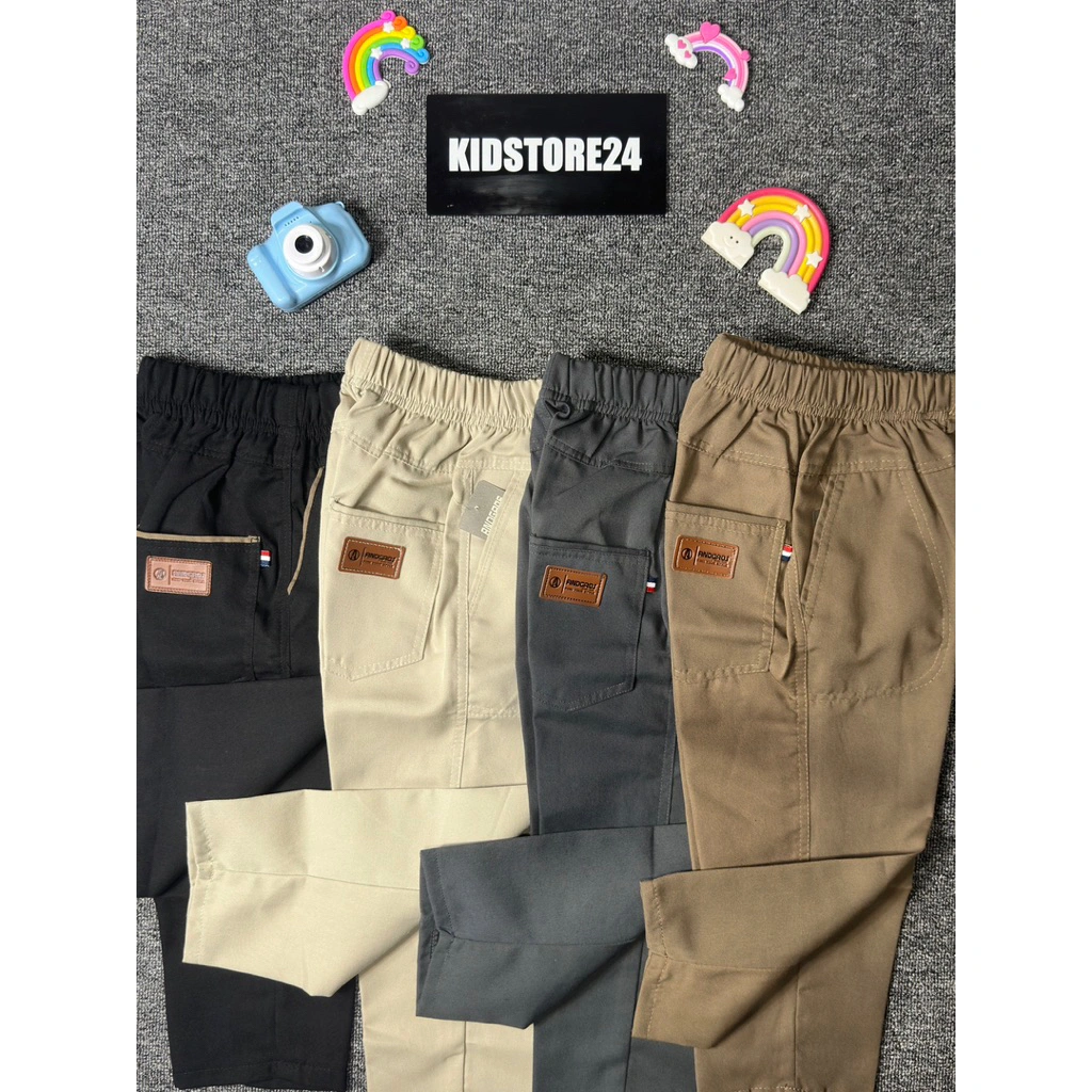 PAKET MURAH 3 Celana Chinos Panjang Anak Laki-Laki Pinggang Karet Usia 2-15 Tahun Bahan Katun Fashion