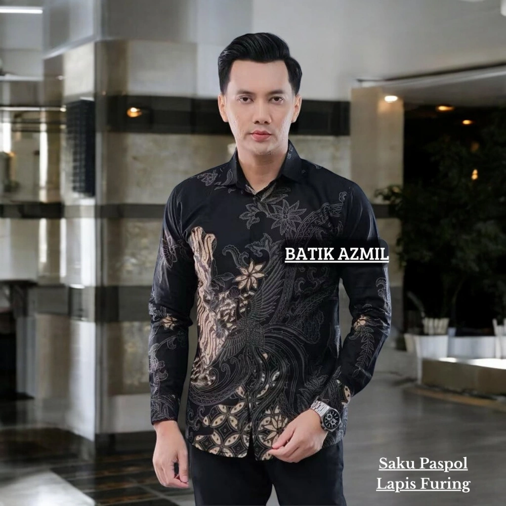 FURING- Kemeja Batik Pria Modern Lengan Panjang Casual Modis Slim Fit Trendy Masa Kini OL 162