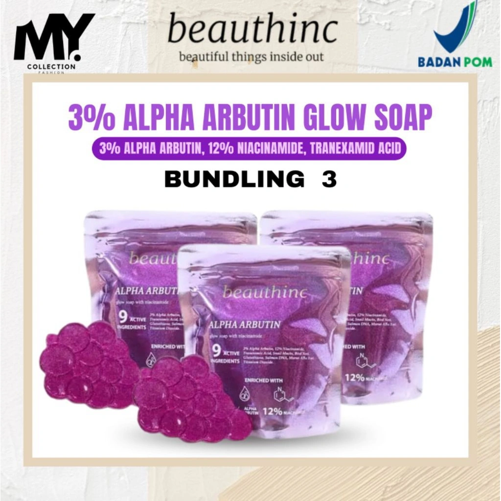 [READY SIAP KIRIM] 3 PCS BEAUTHINC SABUN DOSTING 3% ALPHA ARBUTIN| SABUN ANGGUR BEAUTHINC