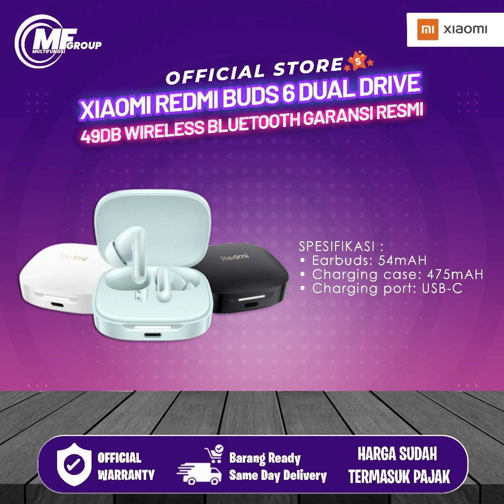 Xiaomi Redmi Buds 6 Dual Drive 49dB Wireless Bluetooth Garansi Resmi