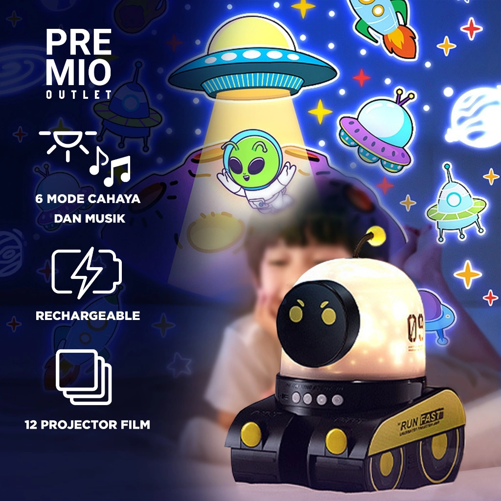 PREMIO Lampu Tidur Proyektor Anak LED Music & Rechargeable Night Lamp