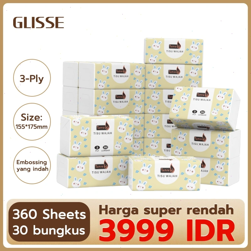 [20Pack] Glisse Tisu/Tebal 3 Lapis/Ramah Lingkungan Dan Tidak Diputihkan/Lembut Dan Tidak Menyebabkan Iritasi/Kertas Tisu Ekonomis Ukuran Keluarga