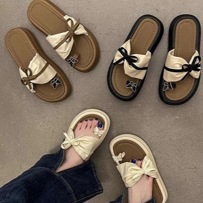 DEVOUE #057 - Sandal Wedges Wanita Model Kupu-Kupu Fashion Korea Sandal Wedges Kekinian Free Box