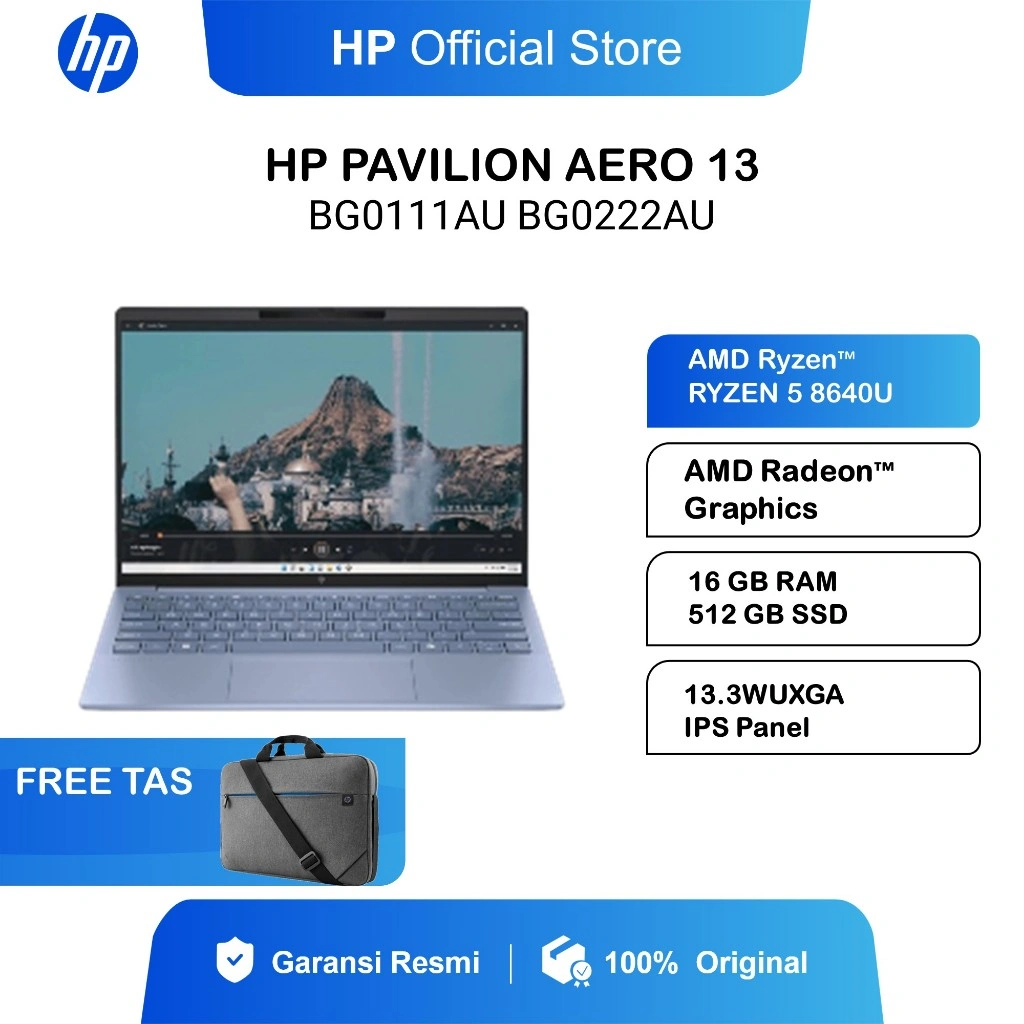LAPTOP HP PAVILION AERO 13 AMD RYZEN 5 8640 16GB 512GB W11+OHS 13.3WUXGA IPS 2Y+ADP - BG0111AU