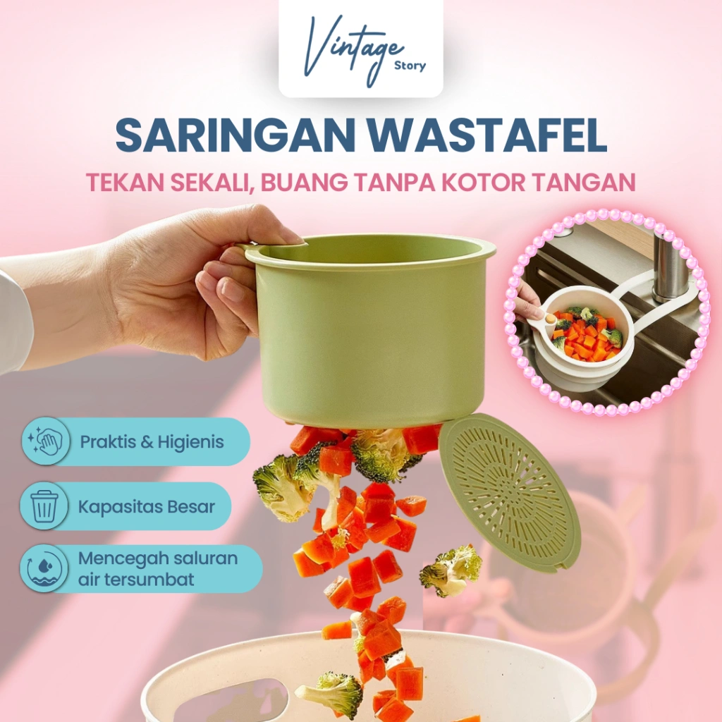 Saringan Wastafel Dapur Serbaguna Sisa Makanan Anti Sumbat 2 Lapis Gantung Keranjang