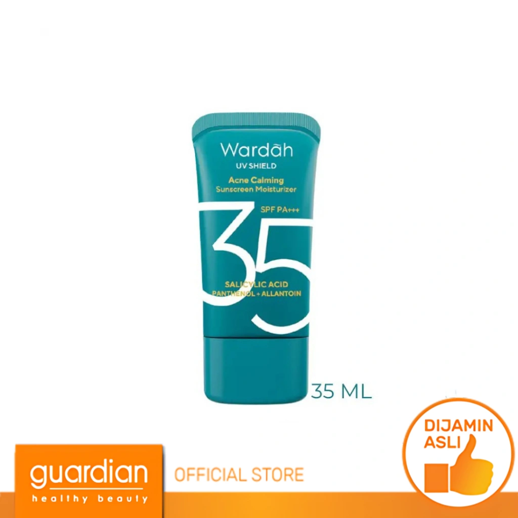 Wardah UV Shield Acne Calming Sunscreen Moisturizer SPF 35 PA+++ - Sunscreen untuk komedo, jerawat dan bekas jerawat, kulit berminyak 35Ml