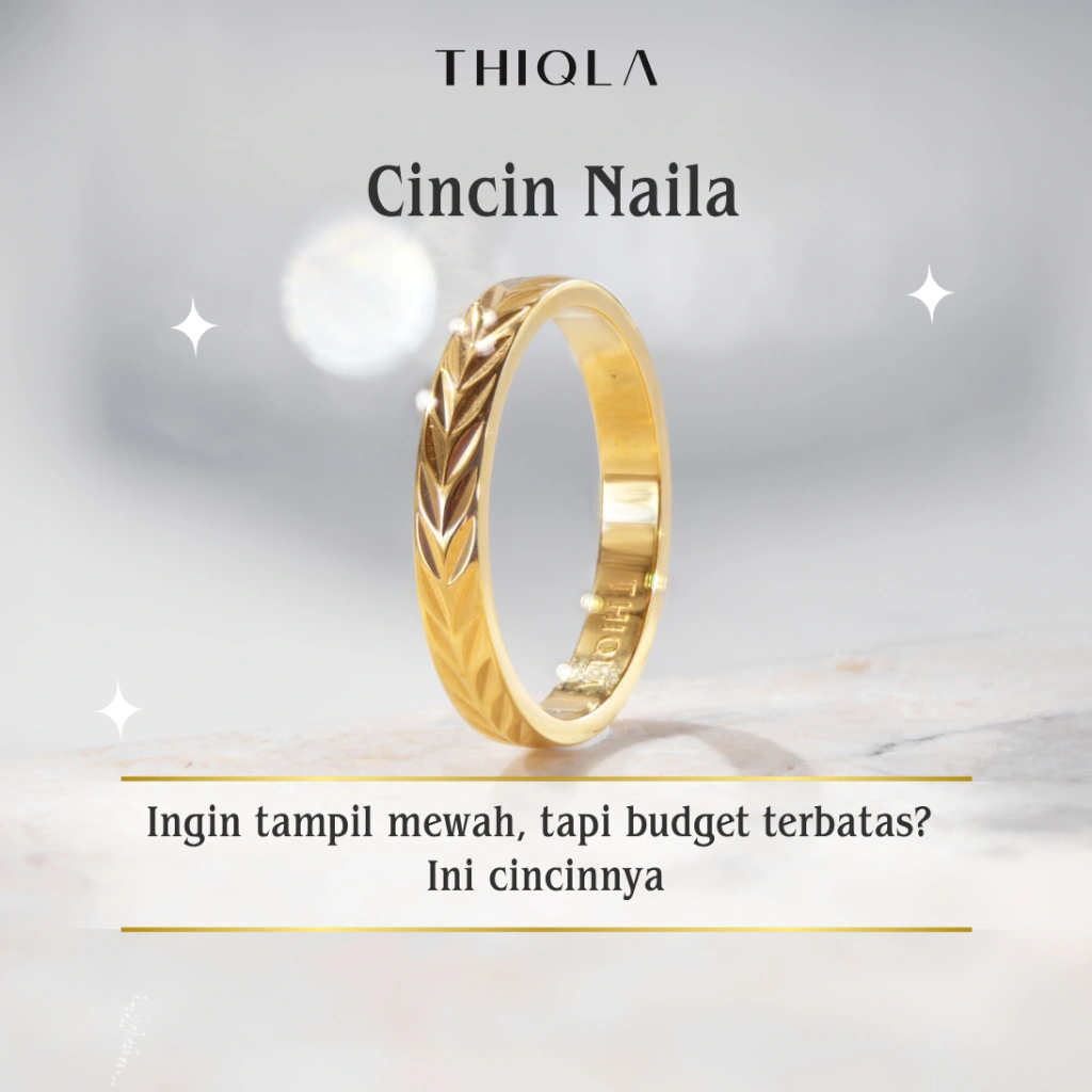 THIQLA - Cincin Aesthetic Naila - Cincin Wanita & Cincin Pria, Couple Dilapisi Lapisan Emas Asli  - Garansi SEUMUR HIDUP Cincin Anti Karat, Anti Hitam - Aksesoris Perhiasan Stainless Steel 316L: Bahan Hypoallergenic - Bukan Cincin Titanium
