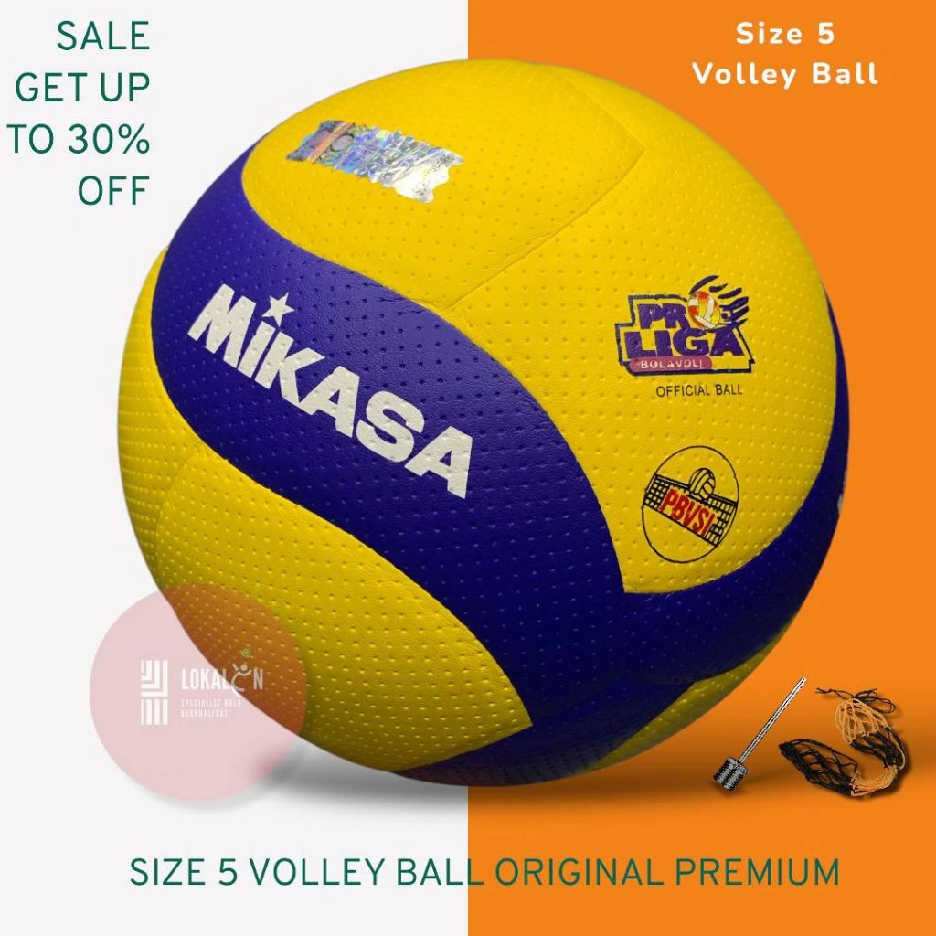 Bola Voli Mikasa Size 5 Original Jahit Mesin Garansi Bocor 100% Empuk Soft Touch