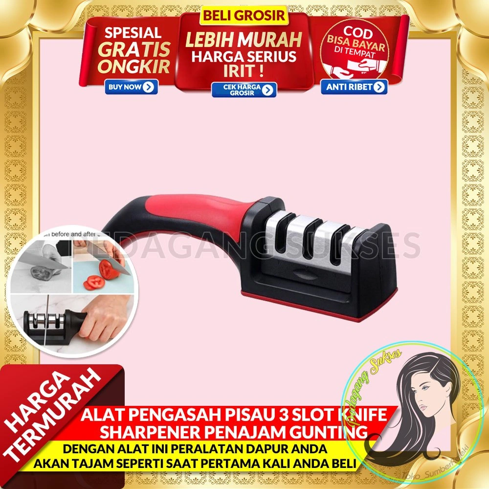 ALAT PENGASAH PISAU 3 SLOT KNIFE SHARPENER PENAJAM GUNTING - Alat Pengasah Pisau Triple Head Penajam Gunting Tajam Dalam Asahan 3 Kepala Slot Knife Knive Sharpener 3in1 Dapur
