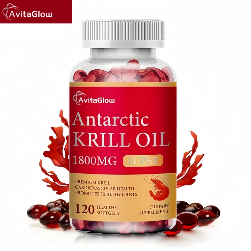 AvitaGlow Antarctic Krill Oil Natural Astaxanthin Phospholipids Omega 3 120 Softgel Capsules Dietary Supplement Improves Cardiovascular Health Supports Joint and Immune Health Original