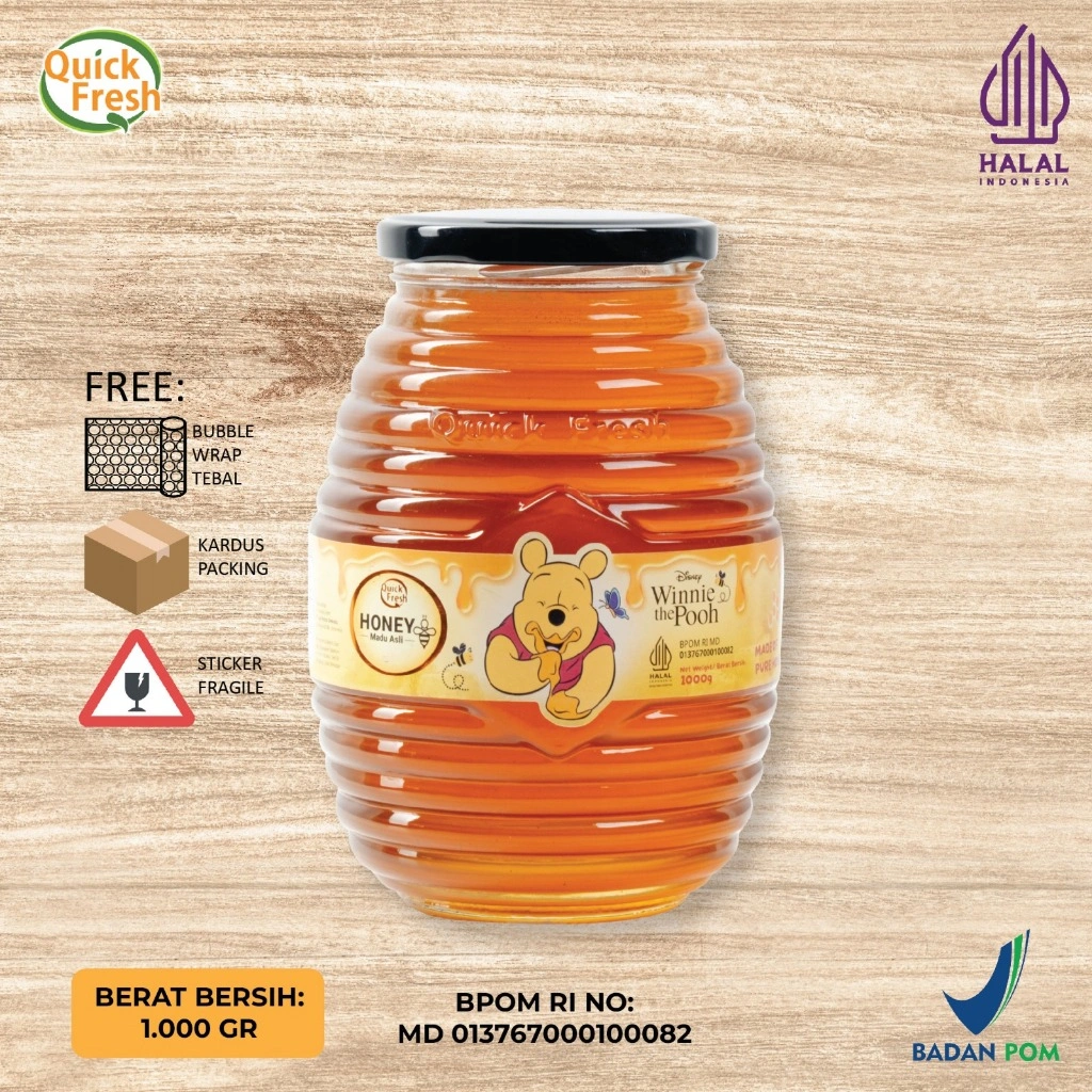 [DISNEY] Madu Murni Asli Quick Fresh Honey 1 kg (Jar Kaca)