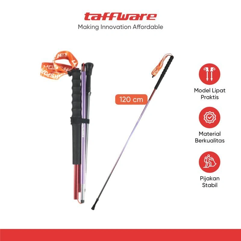 TaffSPORT Tongkat Hiking Lipat Trekking Pole Aluminium Alloy 1.2 M - Z1802