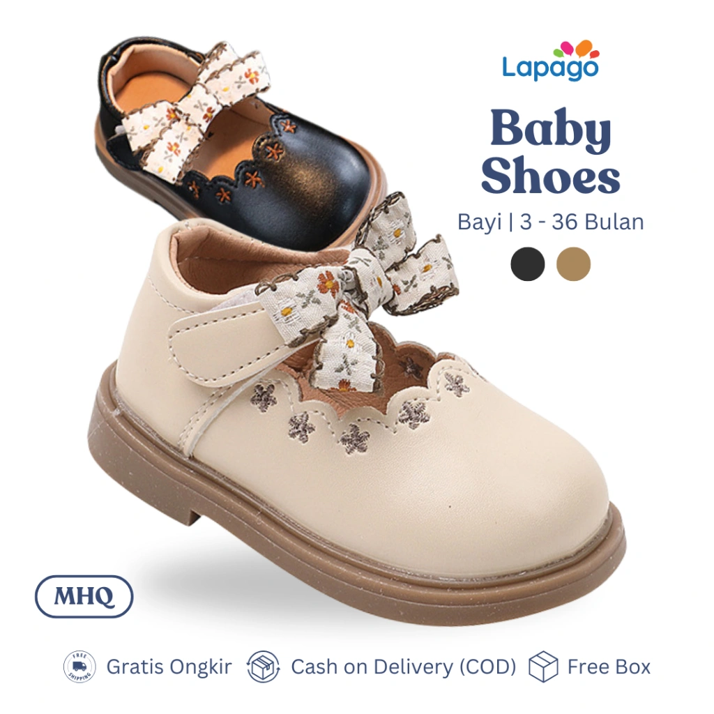LAPAGO FREE BOX Sepatu Sandal Anak Bayi Perempuan Pesta Elegant  Size 1 - 3 Tahun Type MHQ