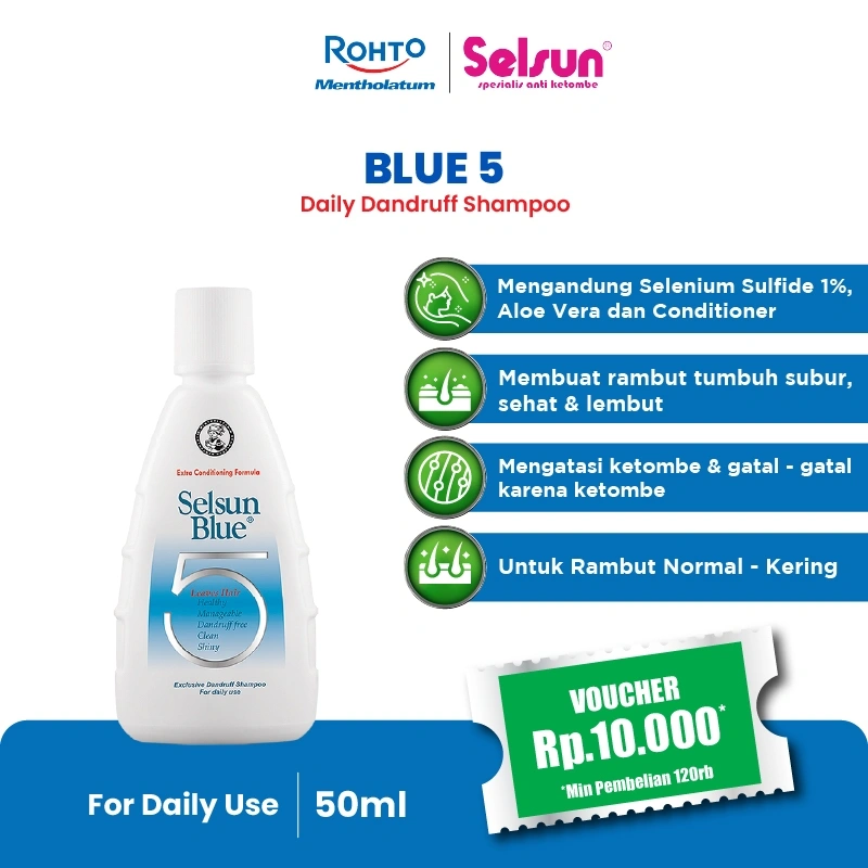 Selsun Blue 5 Exclusive Dandruff Shampoo - 50ml (Anti-dandruff shampoo, relieves itching)