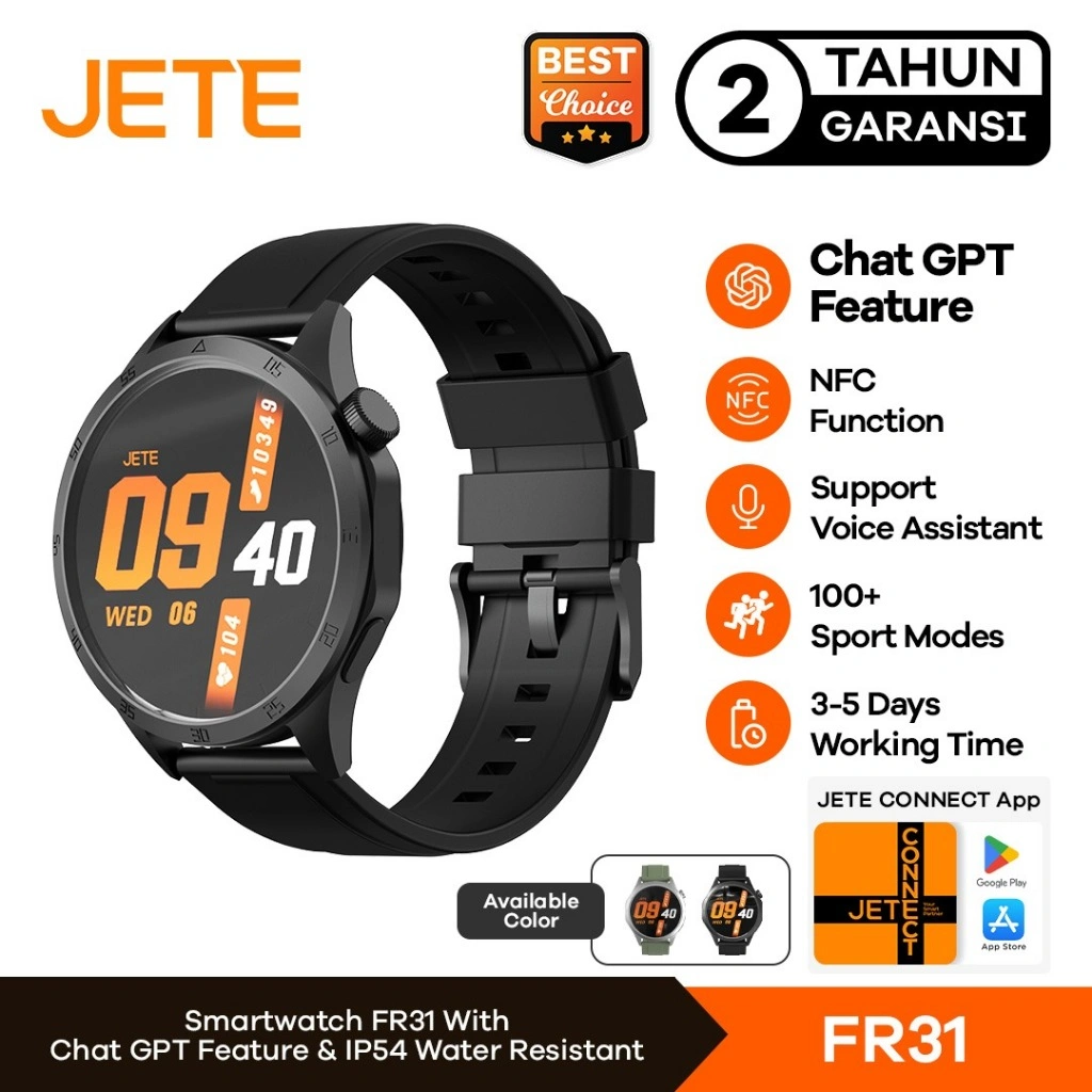 JETE FR31 Smartwatch Jam Tangan Olahraga Lari 1,43" ChatGPT NFC Function 100+ Sports Mode Health