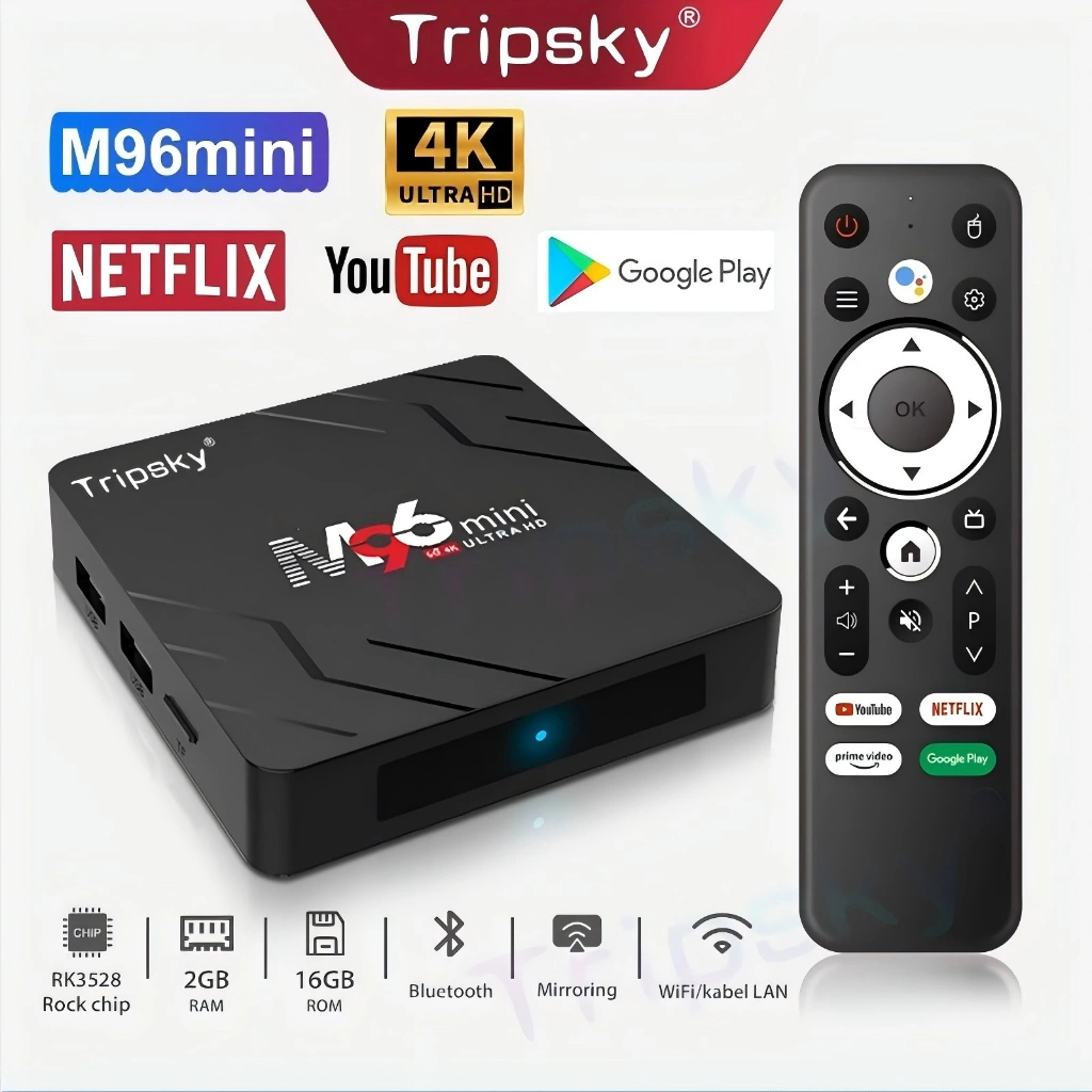 Tripsky M96mini Android Tv Box Android 13.0 OS Ram 2GB ROM 16GB Support Bluetooth 8K HD Smart Tv Box
